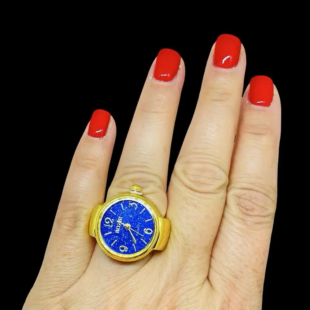 BOZHI Ring Watch Gold Design With Crystals New